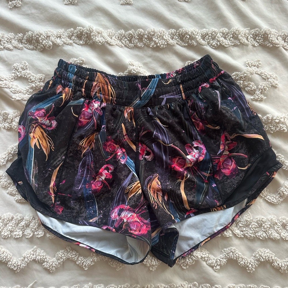 lululemon athletica Black Floral Women's Athletic Shorts